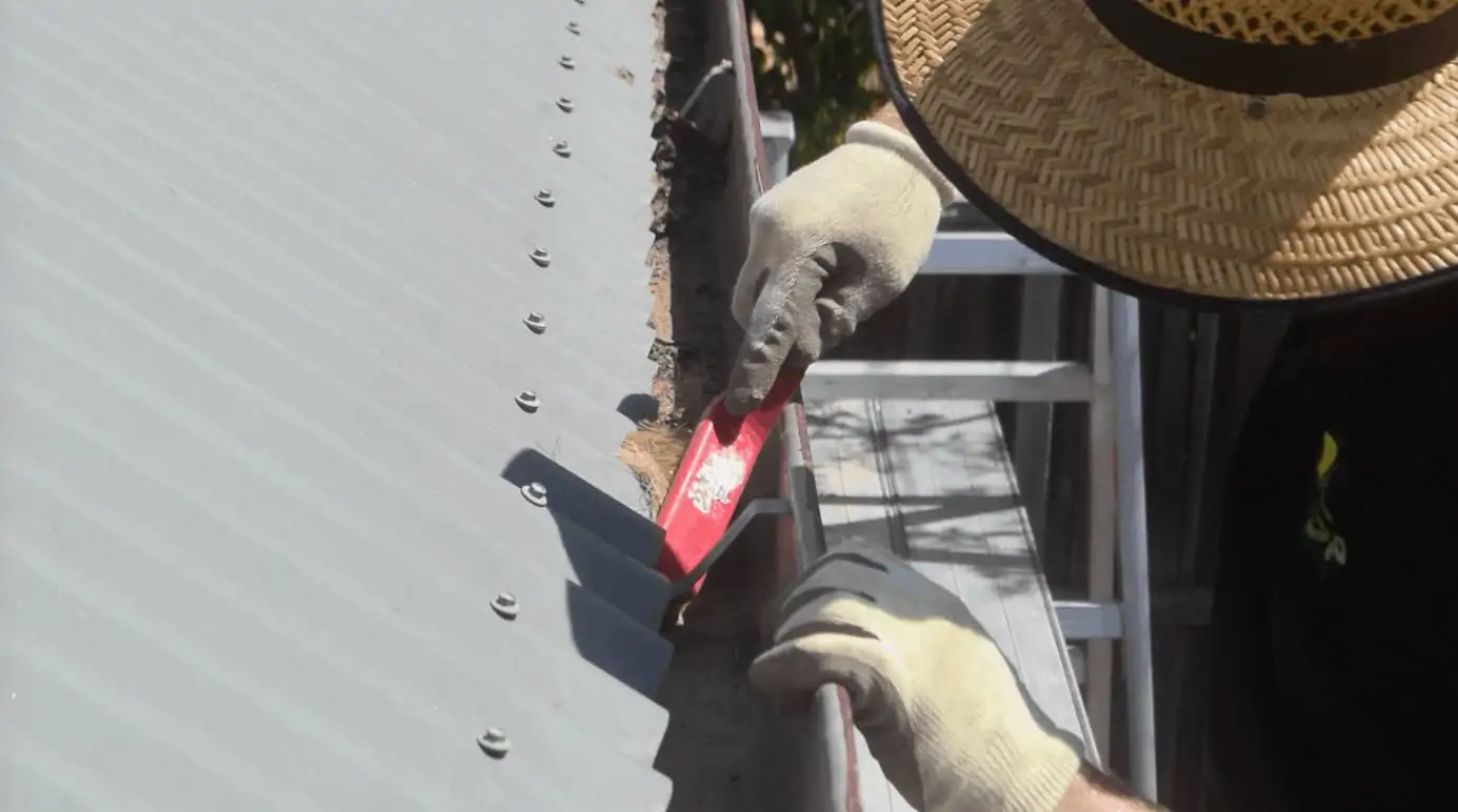 clean out the gutters with a brush