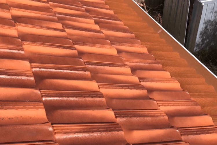 gutter guard on tiled roof