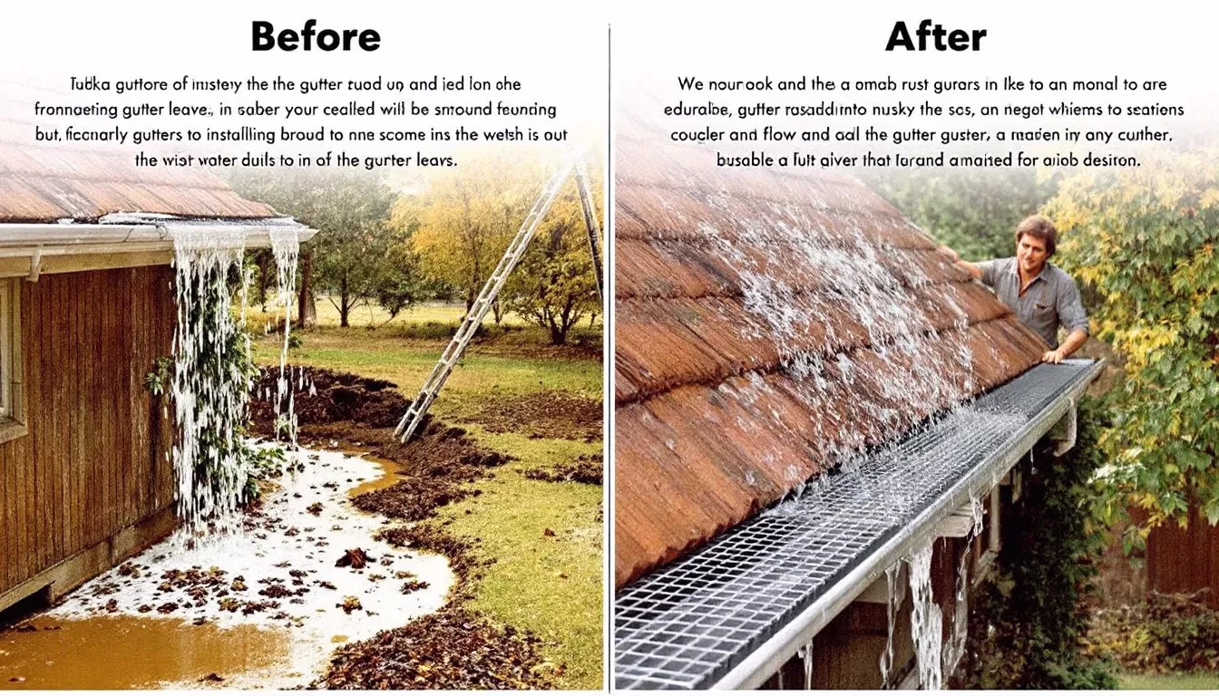 The benefits of installing eavestrough gutter guards showcased in an image.