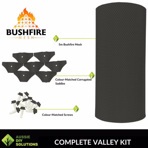 Bushfire protection mesh corrugated roof kit